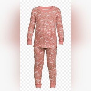 Nwt Wonder Nation Baby Girl's 100% Cotton Pink Fox Pajama Set,  Size 12 months